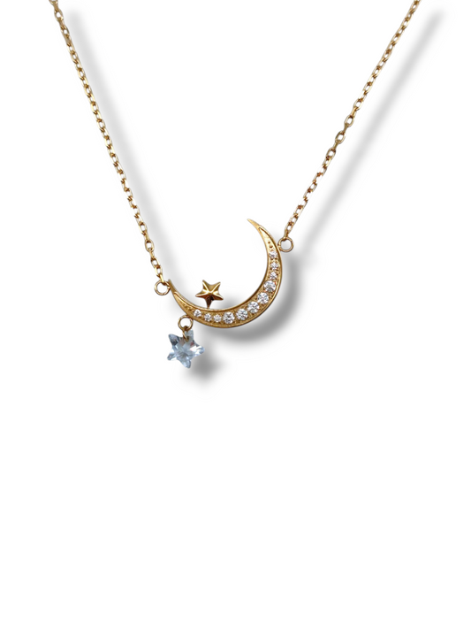 Collier Clair de Lune argenté - acier inoxydable premium - cadeau romantique pour femme fille Gémeaux