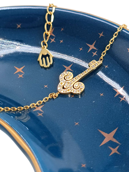 Collier Clé Céleste Gémeaux - pendentif acier inoxydable premium ne ternit pas - cadeau fille adolescente Maroc