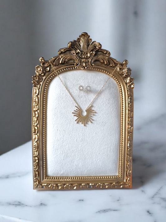 parure collier rayon de soleil et boucles assorties pour femmes - Bijoux Gémeaux maroc