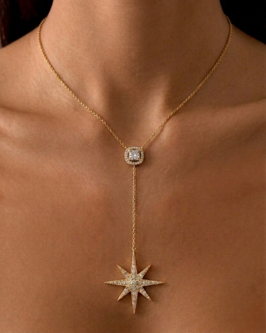 collier_etoile_filante_porte_sur_mannequin_gemeaux_maroc