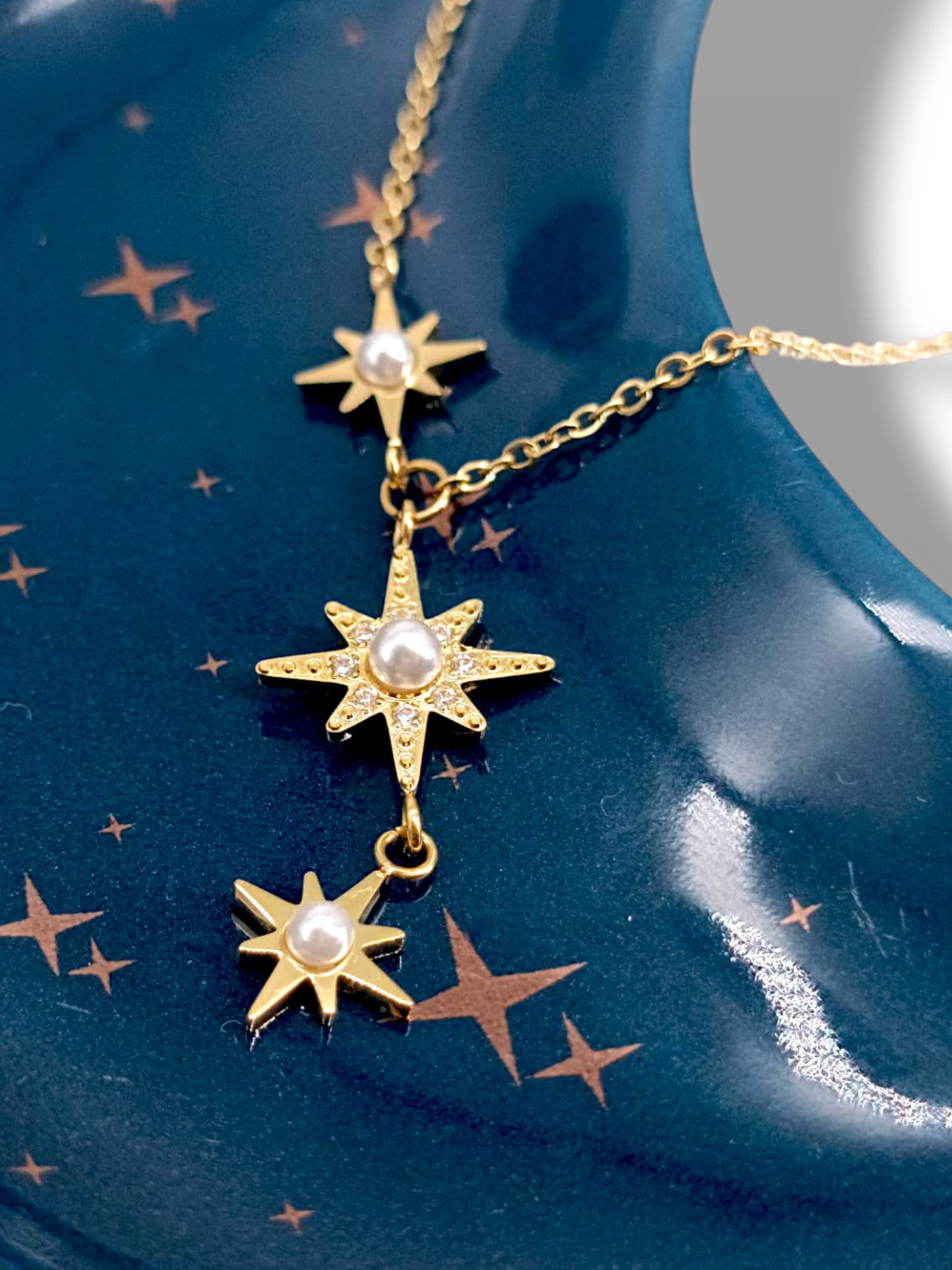 Collier Trinité Gémeaux - cloe sup ( en acier inoxydable doré ne ternit pas - cadeau fille femme Maroc