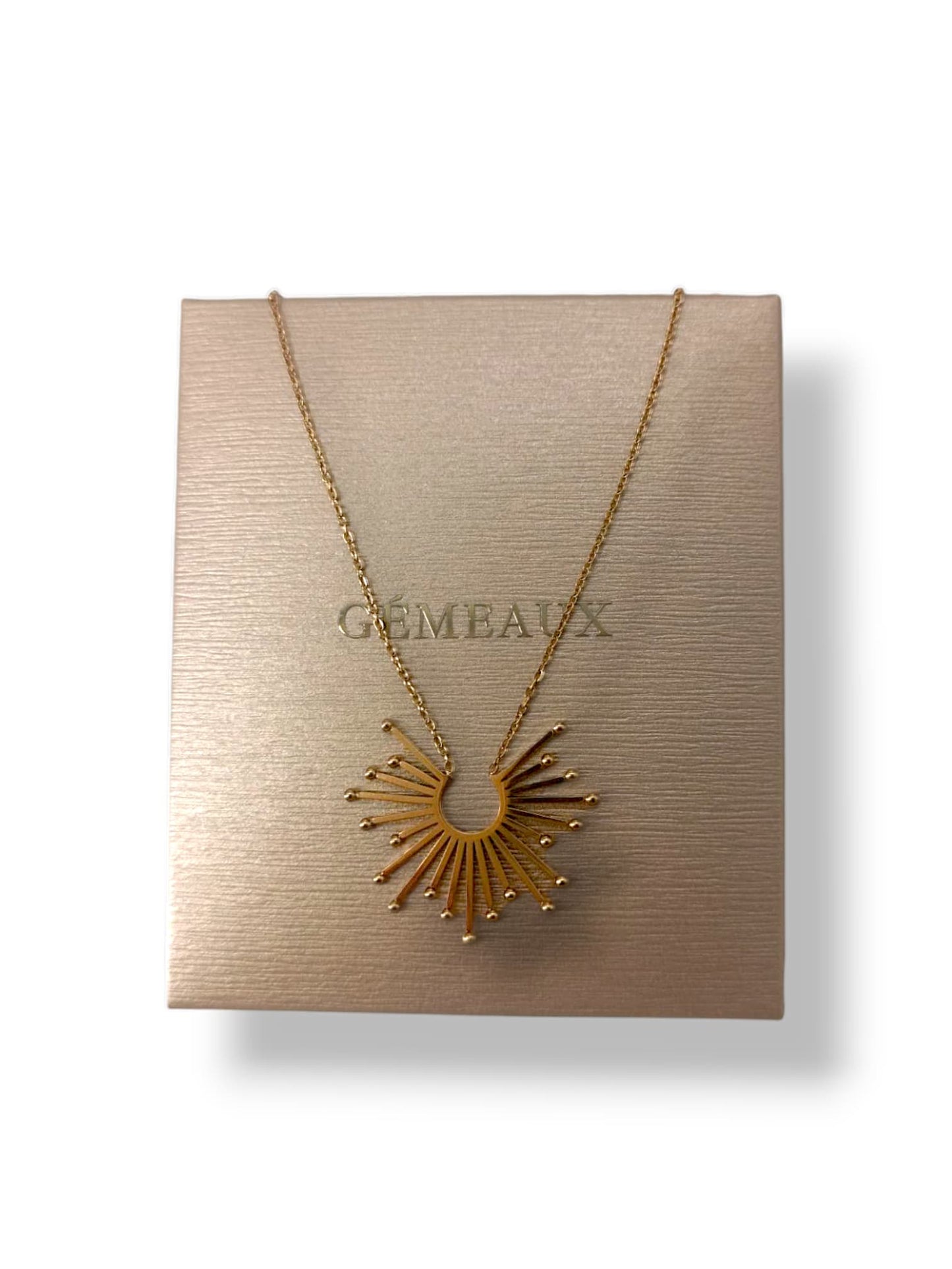 Collier Rayon de Soleil - acier inoxydable brillant doré - bijou cadeau fille femme pret à offrir - Gémeaux Maroc
