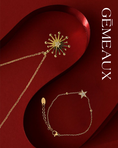Ensemble Collier Etoile Montante + gourmette twin sister gemeaux maaroc cadeau idéal pour filles et femmes 