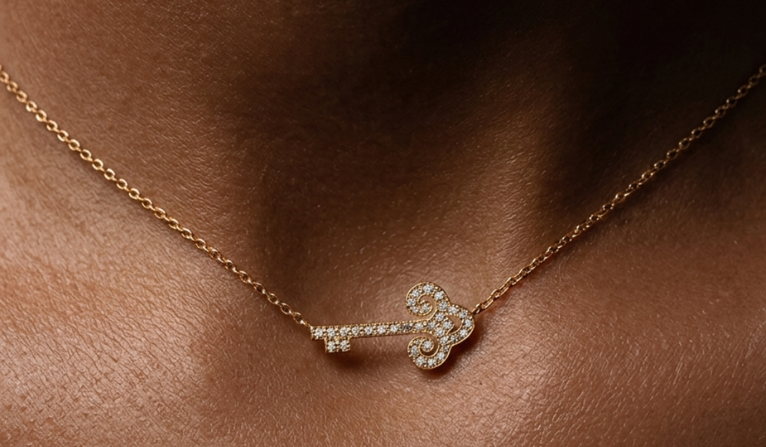 collier clé céleste gémeaux maroc acier inoxydable