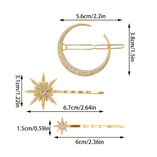 Barettes Union Céleste - Ensemble de 3 accessoires scintillants pour cheveux