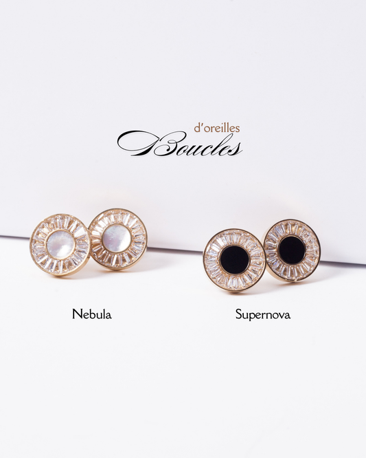 Pack Galaxie 2 paries de  boucles d'oreilles dorées en acier inoxydable de al marque Gémeaux MAroc