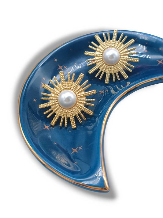 Boucels d'oreilles Soleil Ardent à perles. Gémeaux Maroc