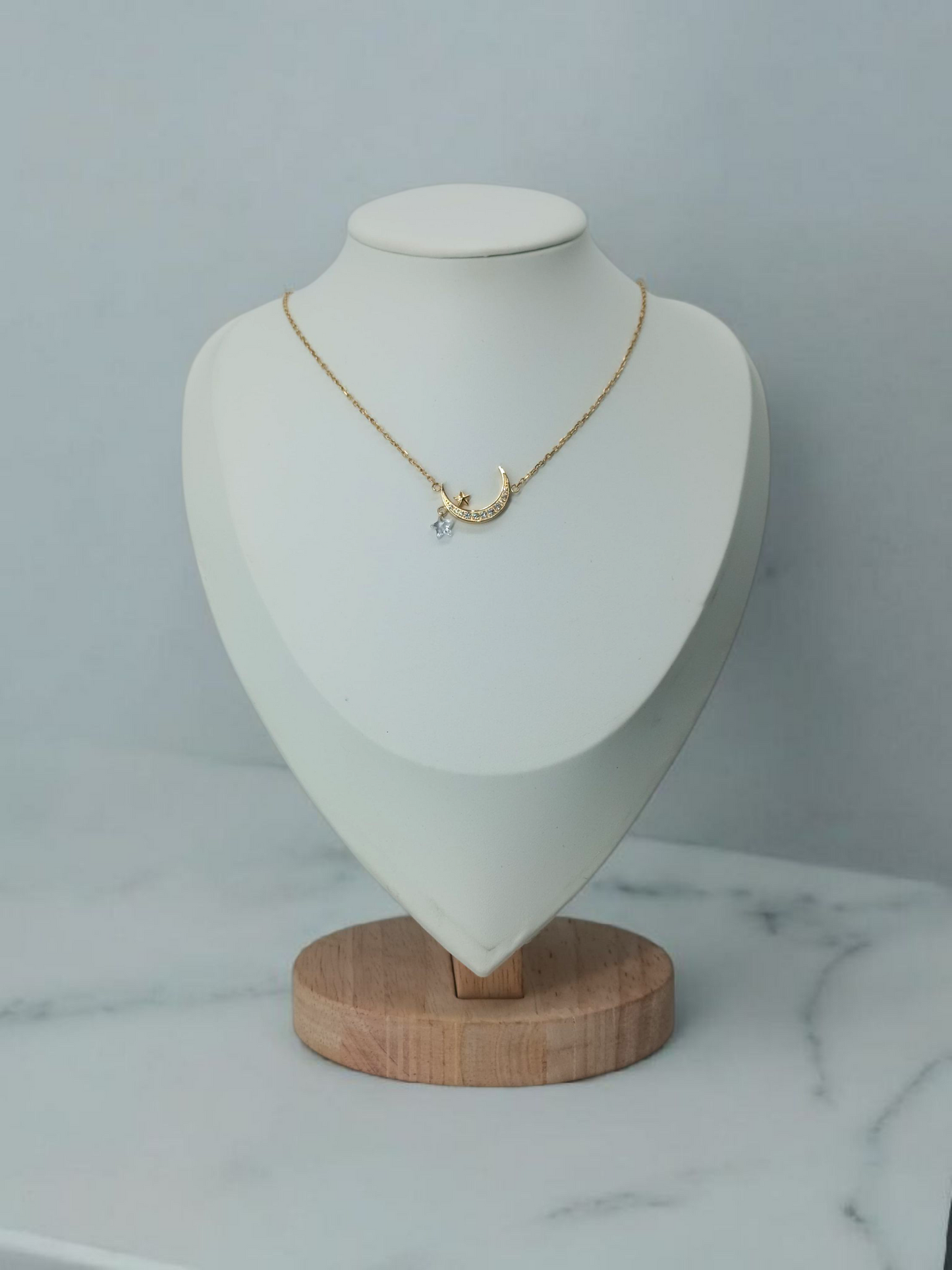 Collier Clair de Lune argenté mannequin - acier inoxydable premium - cadeau romantique pour femme fille Gémeaux