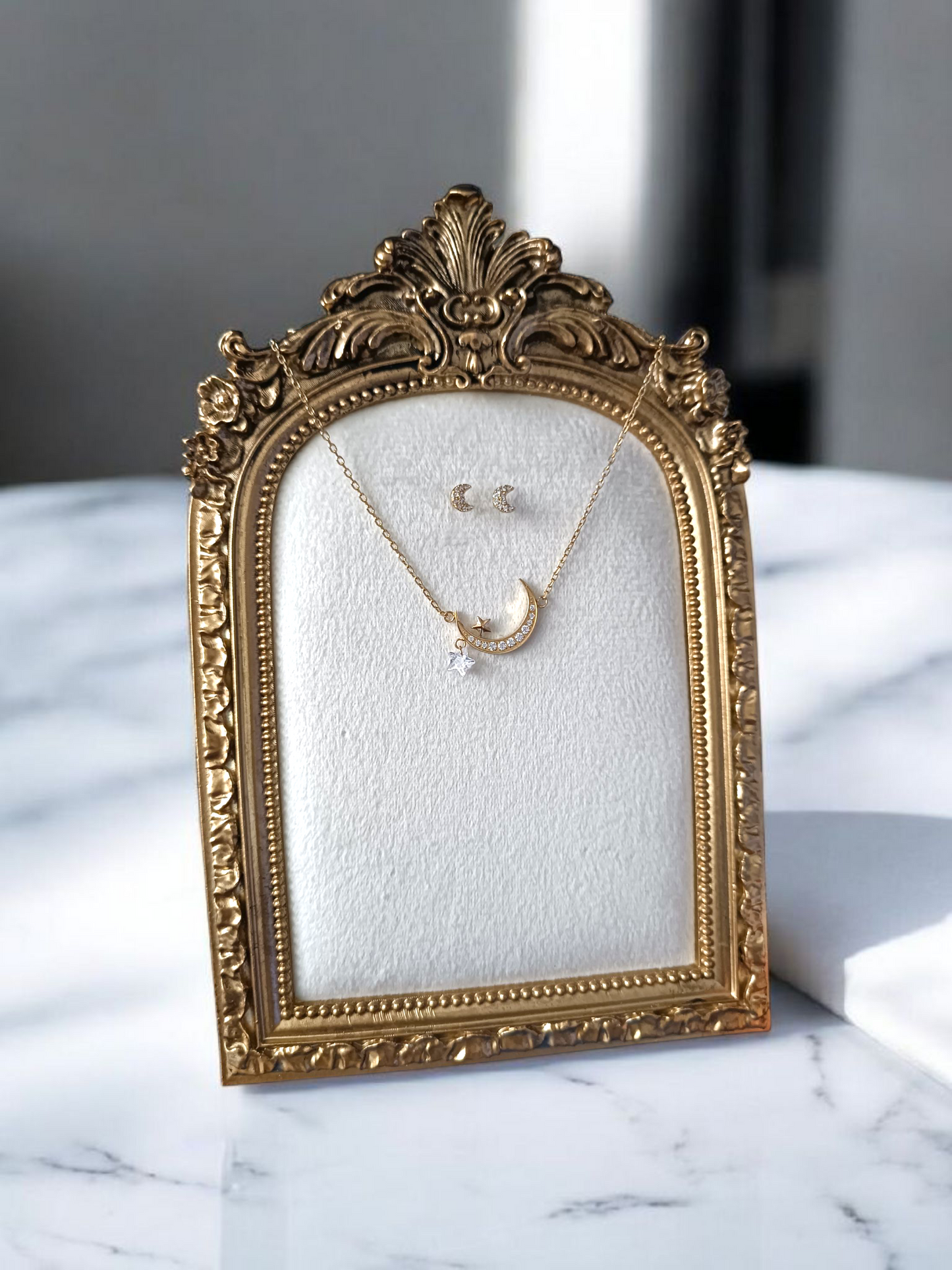 parure collier clair de lune  et boucles assorties pour femmes  - Bijoux Gémeaux maroc 