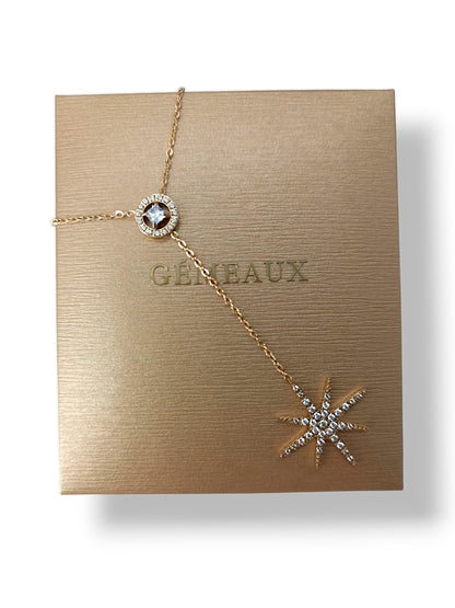 Collier Étoile Filante Gémeaux - acier inoxydable doré qui ne ternit pas - cadeau fille femme Maroc boite dorée 