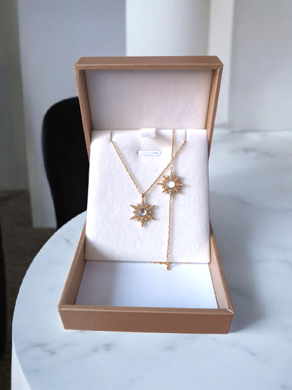 Ensemble Bonne étoile collier et gourmette assorties pour filles et femmes - Gémeaux Maroc