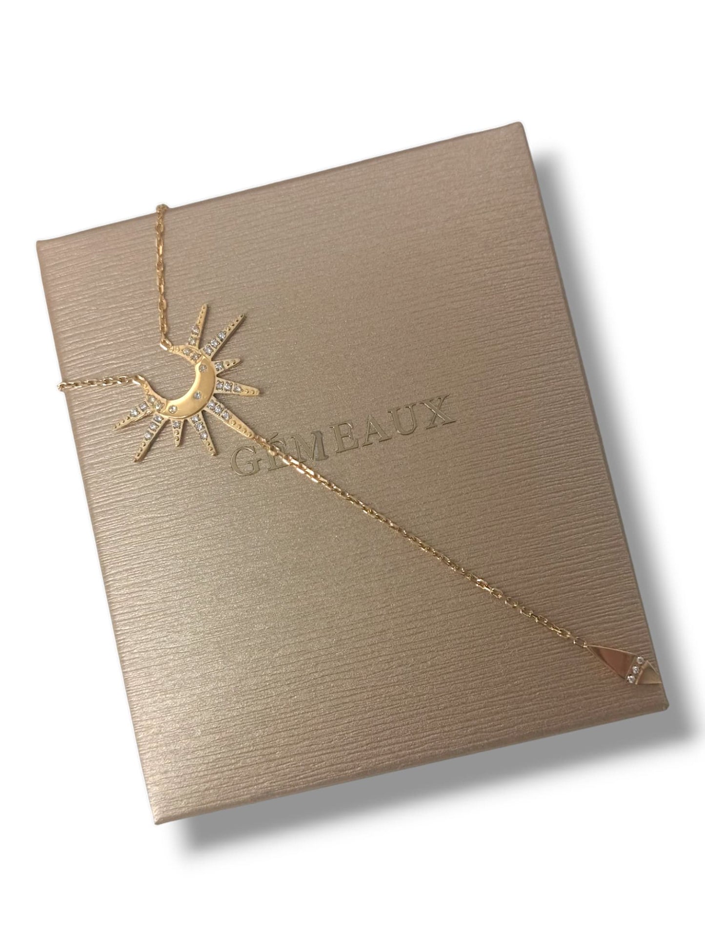 Collier Union Gémeaux - symbole de connexion en acier inoxydable et boite  - cadeau amour Maroc