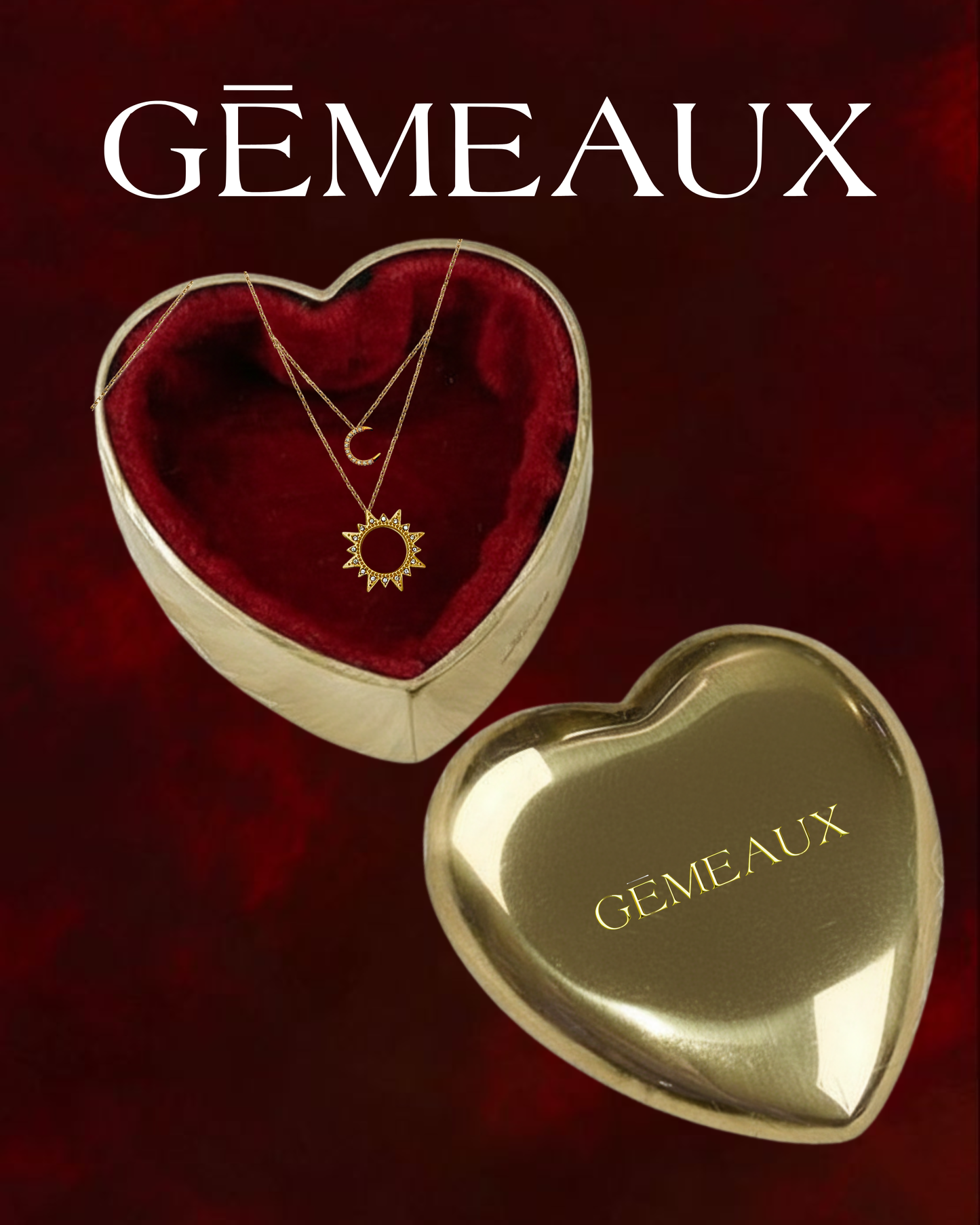 colllier alliance lune soleil acier plaqué or cadeau femme fille maroc 