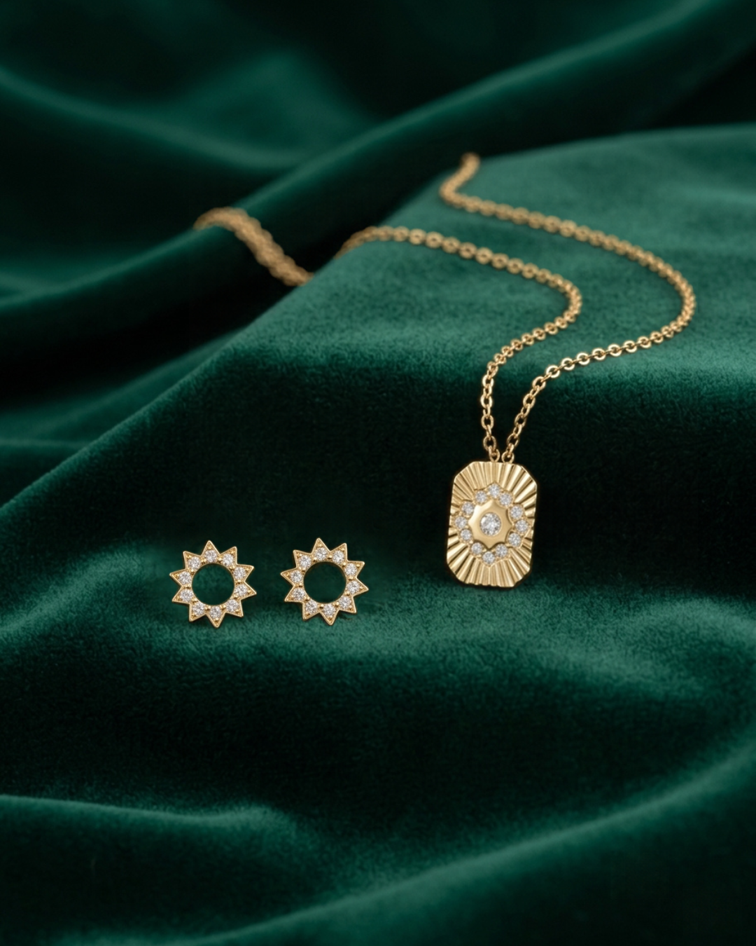 ensemble aurore andalou collier et boucles soleil Gémeaux Maroc