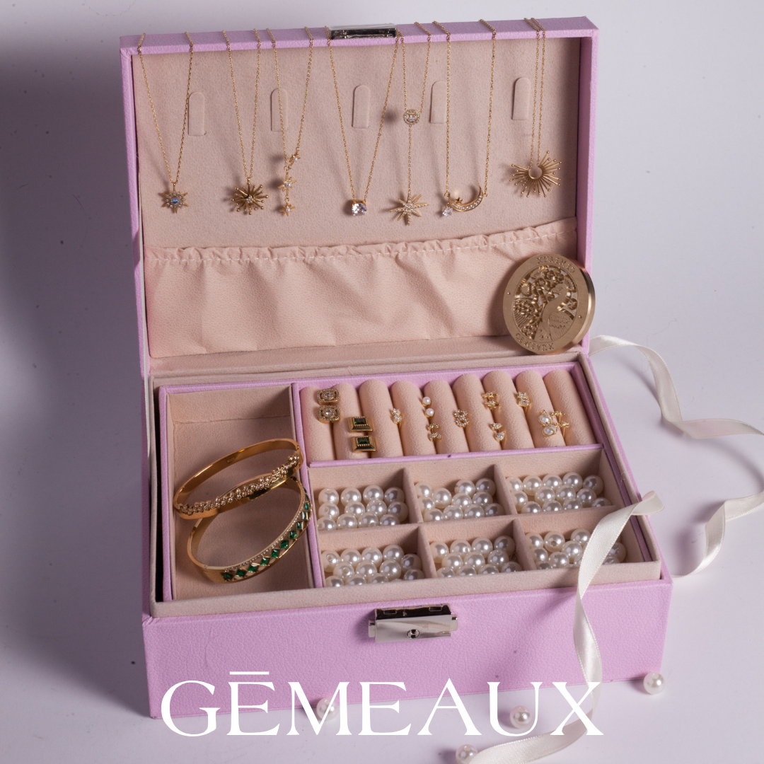 boite de bijoux rose en cuir vegan 