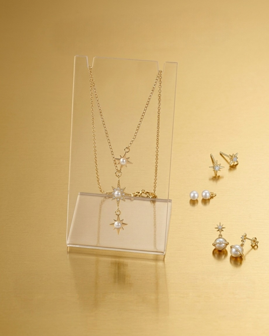 pack trinité collier + boucles  3 bouche trous cotton candy sky