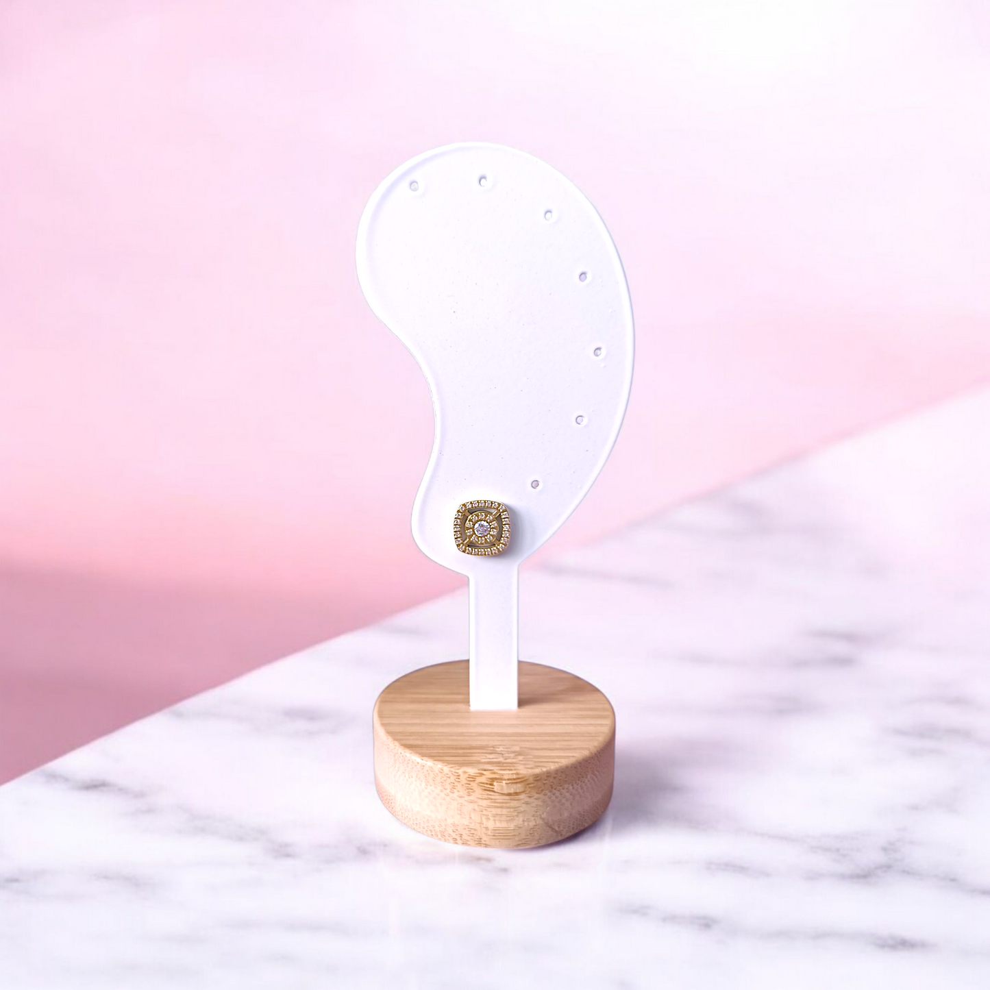 paire de boucles doreilles dorés en acier inoxydable serties de zircons gemeaux maroc